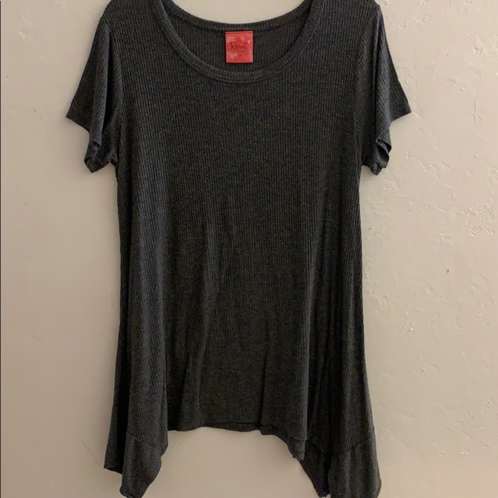 Gray Maternity Tee with Draped Sides